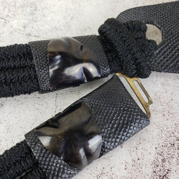Vintage Leather Shop Belt Art-to-Wear Deco Mixed Media Leather Avant Garde sz L main image 9
